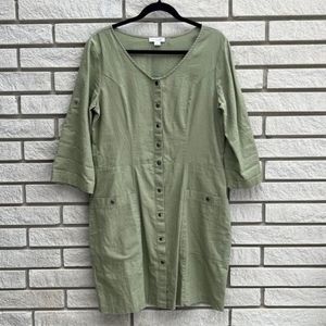 Linen Snap Button Shift Dress